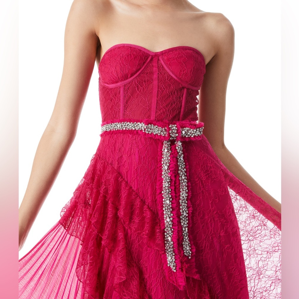 Alice + Olivia Bree Draped Lace Gown - Picture 3 of 14